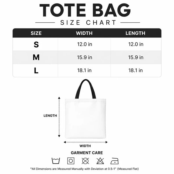 Alabama Undead Mascot Tote Bag - Size Chart