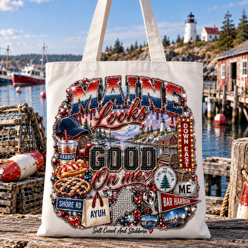 Maine Looks Good On Me Tote Bag